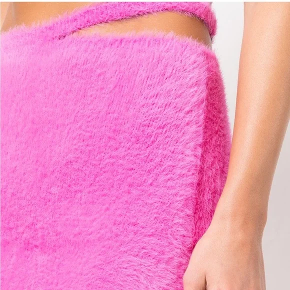 NWT JONATHAN SIMKHAI Paytra Fuzzy Knit Mini Skirt in Hot Pink